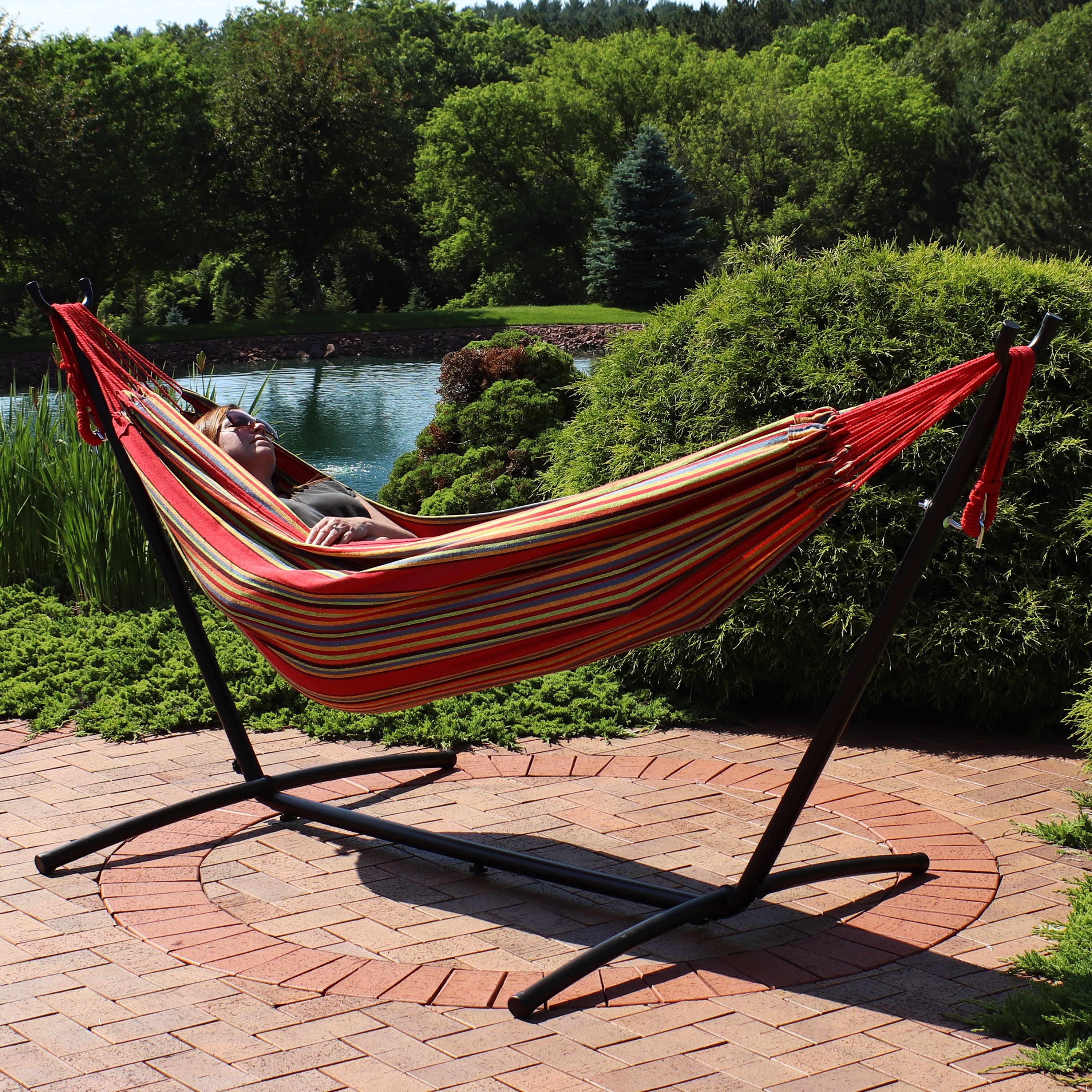 Brazilian Double 2 Person Hammock with Portable Stand Case