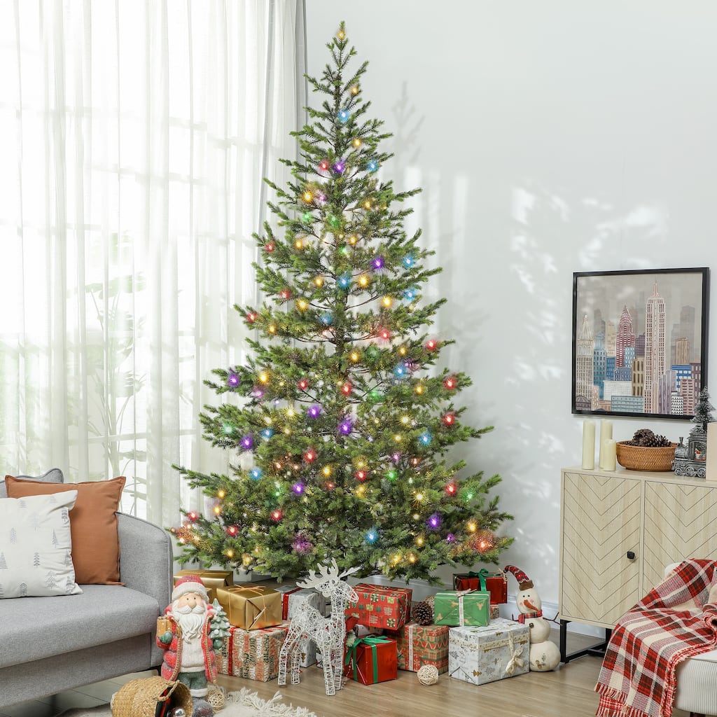 9 ft Pre Lit Cedar Artificial Christmas Tree with 4306 Tips and 310 LED Lights 11 Lighting Modes for Indoor Holiday Decoration