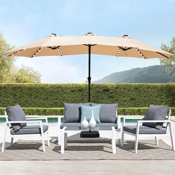 Ainfox 15-foot Double-sided Solar LED Lighted Patio Umbrella Ainfox 15-foot Double-sided Solar LED Lighted Patio Umbrella