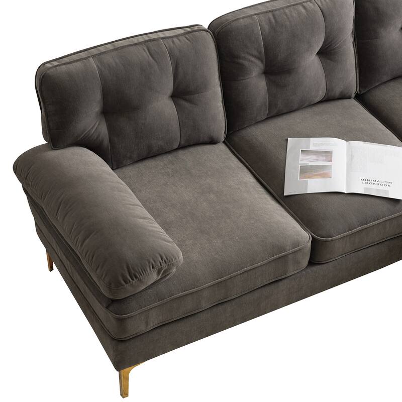 83" Modern Sectional Sofas Couches Velvet L Shaped Couches