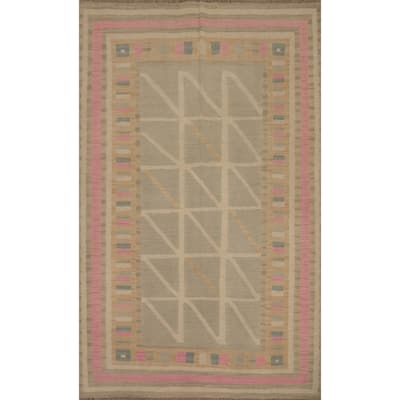 Hand Woven Southwestern Wool Grey Geometric Area Rug - 6' 0'' X 4' 0''