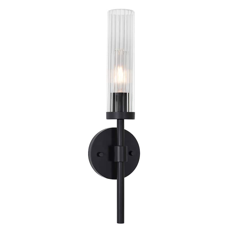 AFX HNTS0518MB Huntington 18" Tall Bathroom Sconce with Ribbed Glass - Black