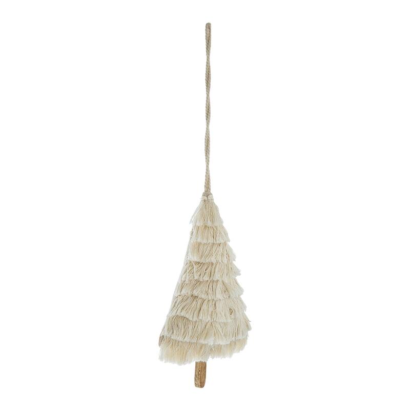 4.3x7.5" Fringes Embellished Tree Shape Ornament, Hanging Home Decor Accents for Christmas Tree, Set of 6