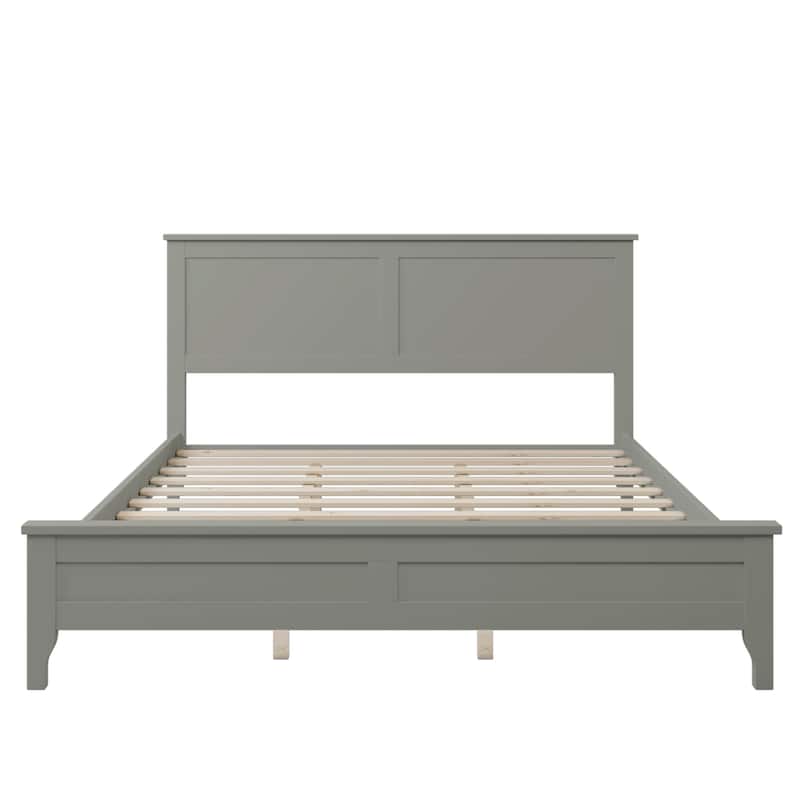 Queen Size Modern Solid Wood Platform Bed with Wear-Resistant Finish