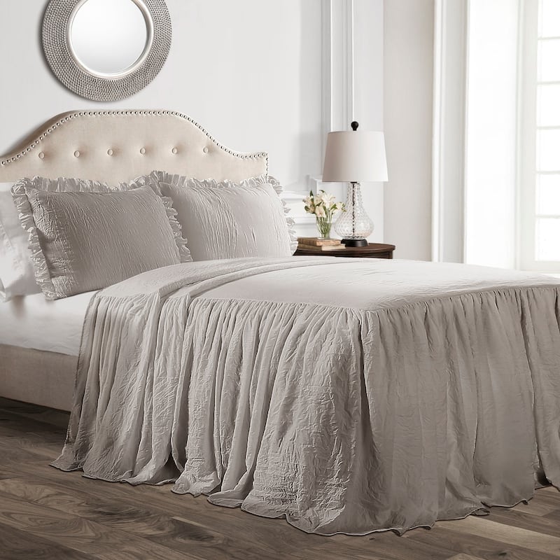 Lush Decor Ruffle Skirt Bedspread Set - gray - California King