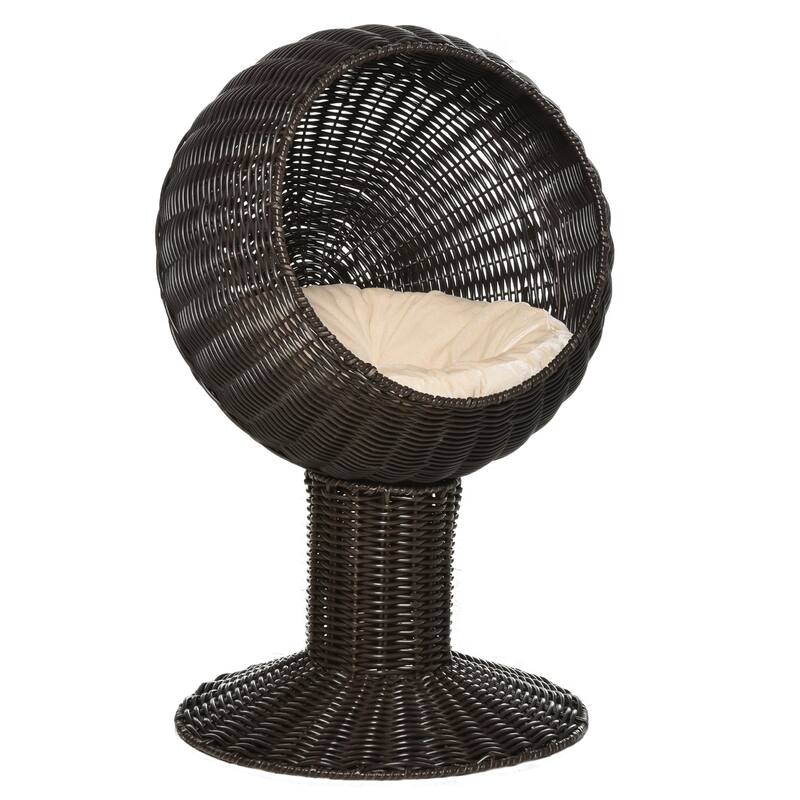 Wicker Elevated Cat House Kitty Scratch House Pet Bed