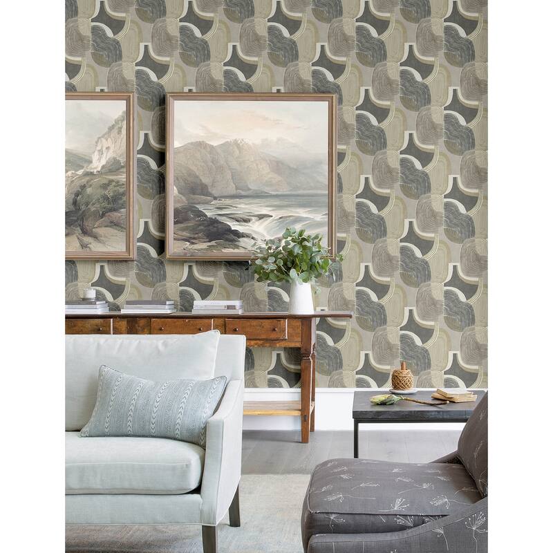 A-Street Prints Hollace Slate Geometric Wallpaper