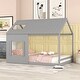 preview thumbnail 30 of 34, Full House Bed with Roof & Window - Pine Wood Support for Kids
