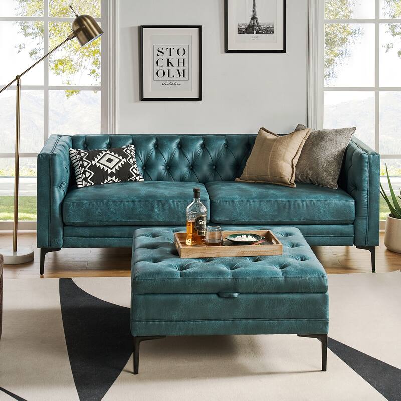 Ipiutak Modern 2 - Piece Upholstered Button-tufted Sectional with Storage Ottoman