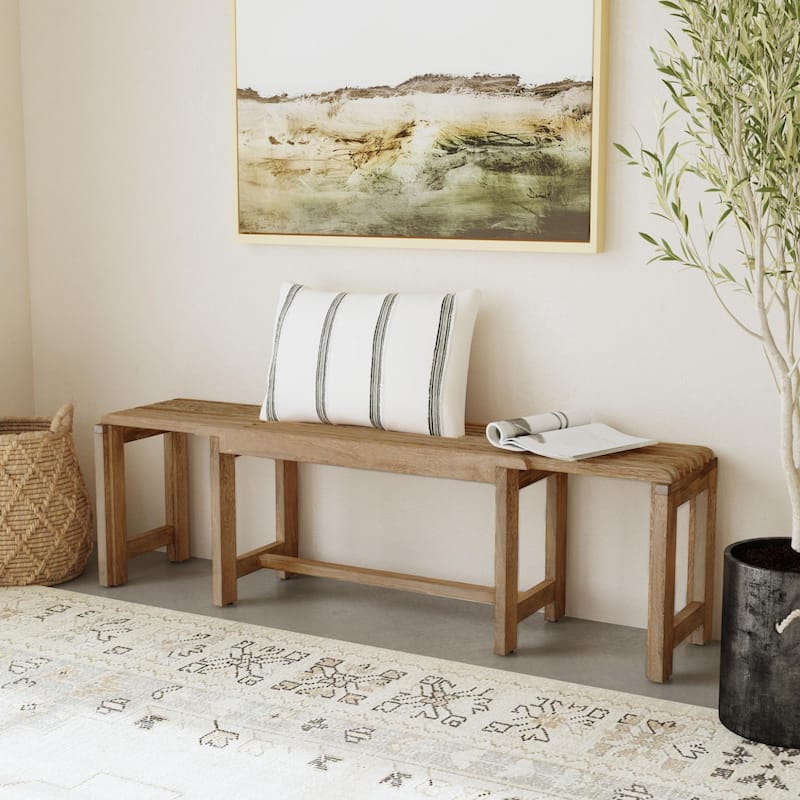 Natural Solid Mango Wood Extendable Bench by East at Main - Natural