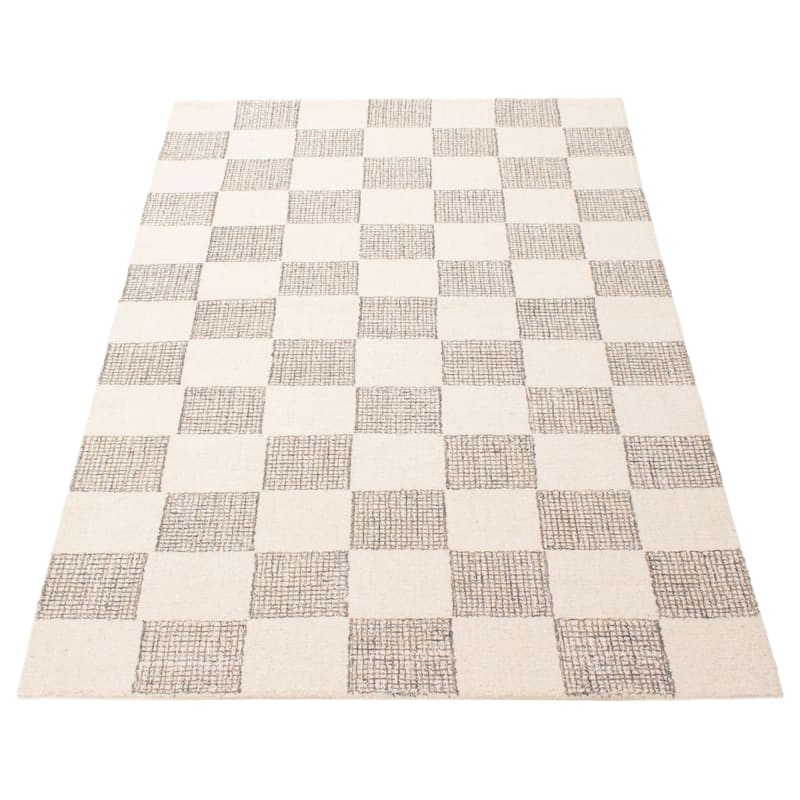 ECARPETGALLERY Hand Tufted Timeless Cream Wool Rug - 5'0 x 7'11