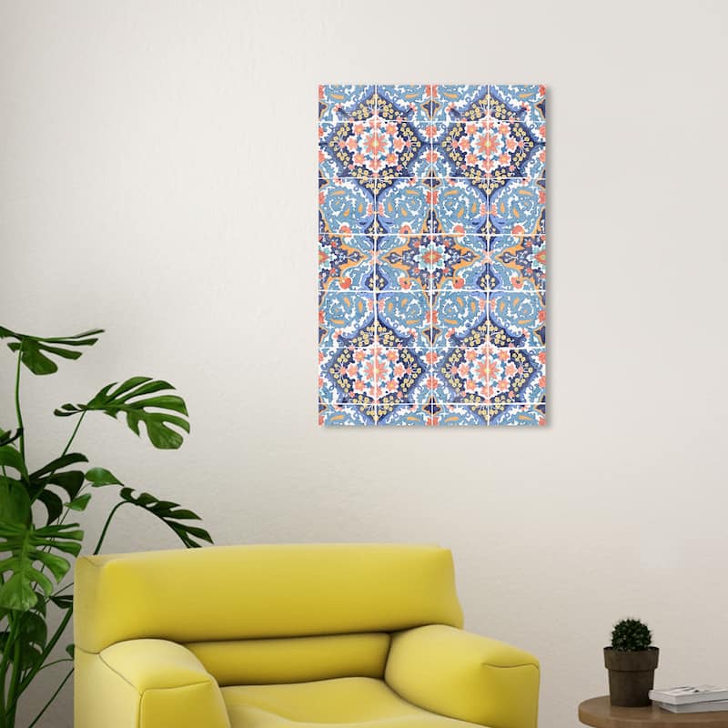 Wynwood Studio Abstract Subtle Floral Wings Blue and Pastel Orange Modern & Contemporary Wall Art Canvas Print - 30 x 20