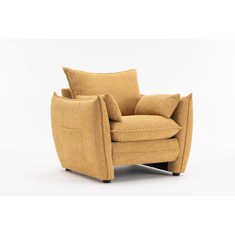 Chenille Sharp-Angle Accent Chairs with Steel Frame and Tool-Free Assembly
