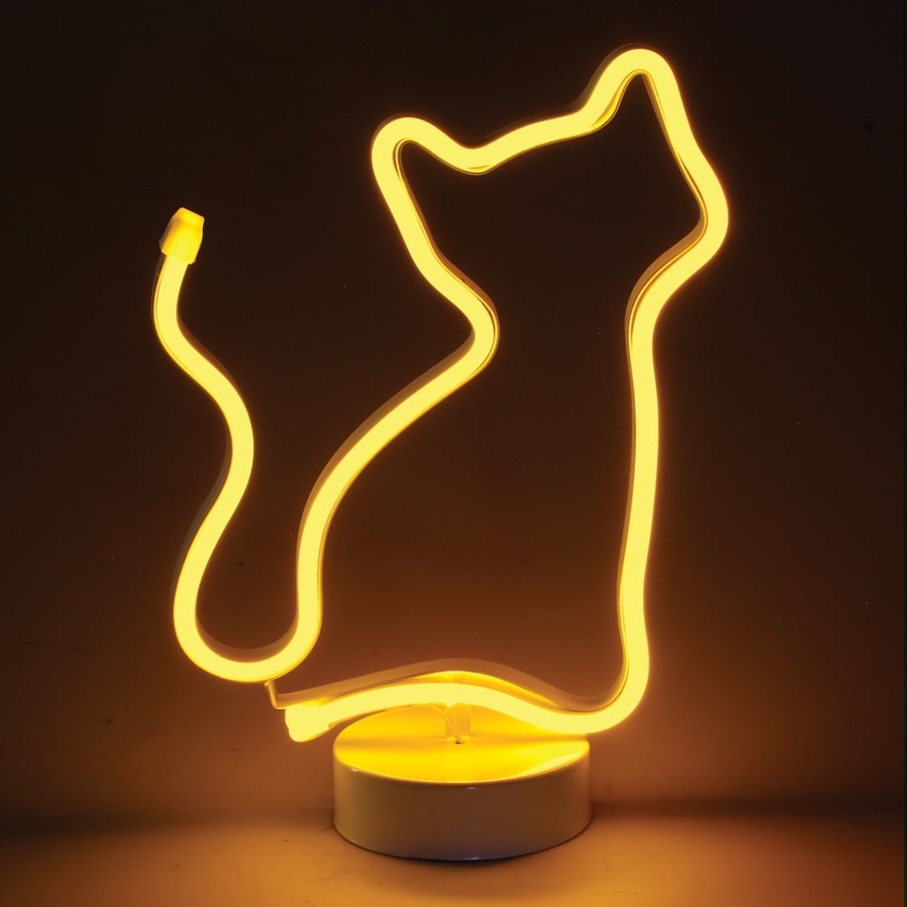 LED Light Yellow Cat Neon-Style Lamp - 12.25" - - - 18801829