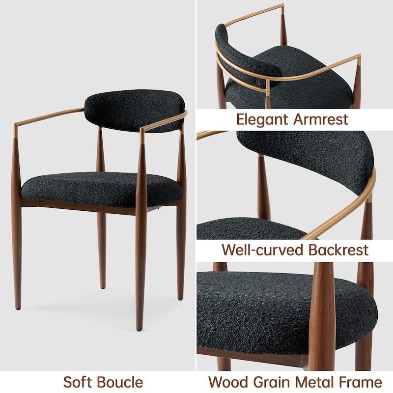 Morden Fort Modern Boucle Dining Chairs Armchair Set of 2