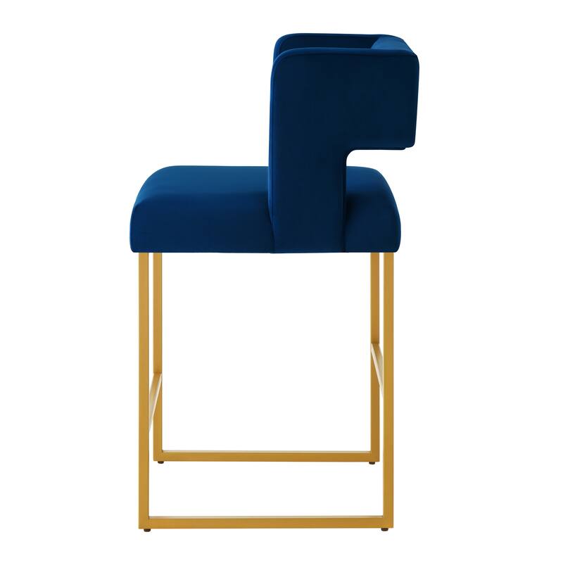 Modern Fashion Counter Height Bar Stools with Unique Square Open Backrest, Set of 2 Versatile Bar Chairs