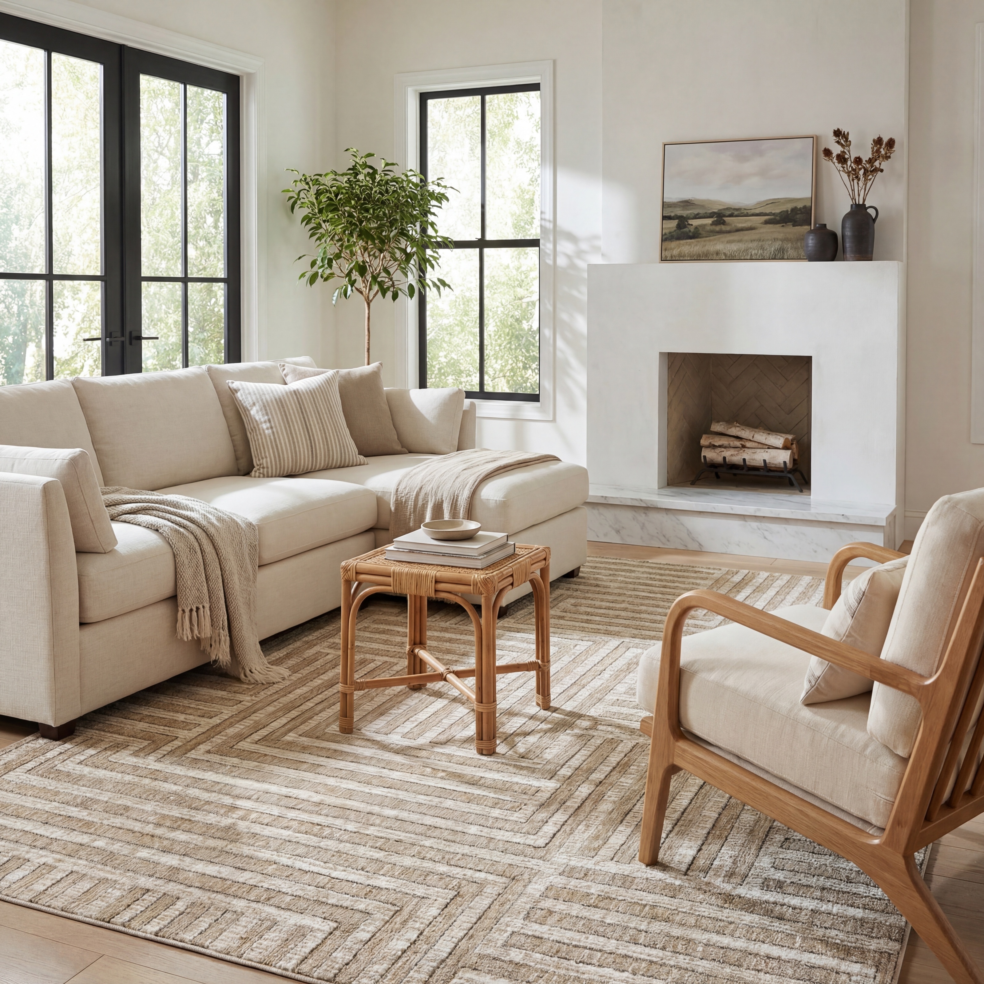 ROW Hunter Geometric Maze Beige/ Ivory Area Rug