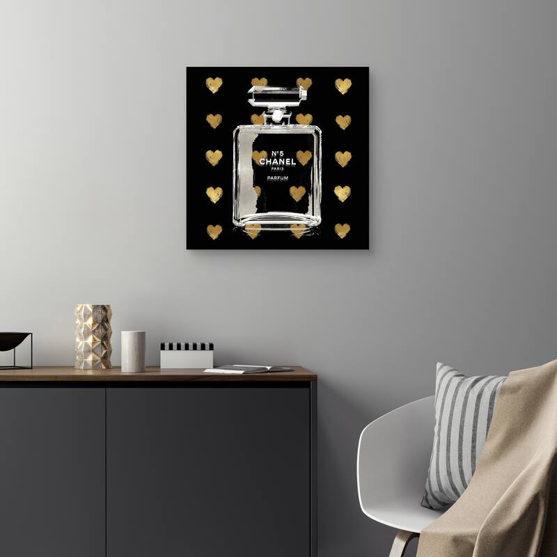 Gold Hearts on Black by Madeline Blake Canvas Art Print