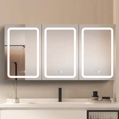 60 in.W x 30 in. H Aluminum Surface Mounted Medicine Cabinet with Doors and Mirrors - 60" x 30" in.