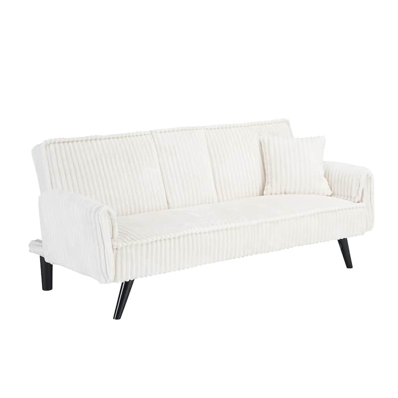 Corduroy Loveseat Sofa with 2 Cup Holder Lounge Couch, Adjustable Backrest Sleeper Sofa Bed for Living Room Recliner Sofa