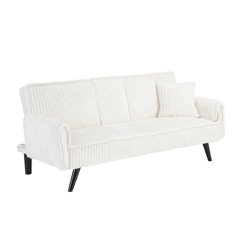 White Corduroy Sofa for Living Room and Bedroom, 72x39x31 inches