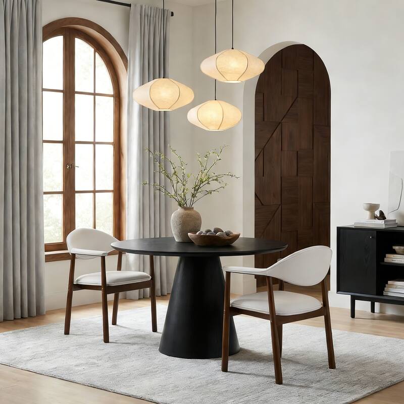 Christopher Knight Home - Modern Upholstered Rubber Wood Dining Chairs with Ergonomic Curved Back - Set of 2 - Beige,Walnut