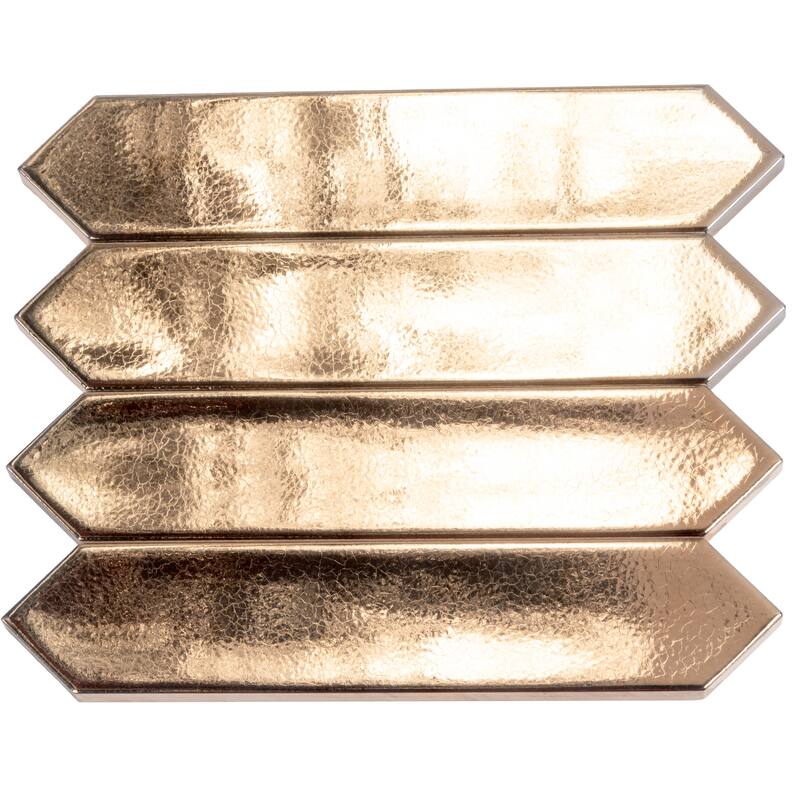 Apollo tile 2" x 10" Piquet Glossy Gold Ceramic Tile (5.38 sq ft/case) - 44 Pack