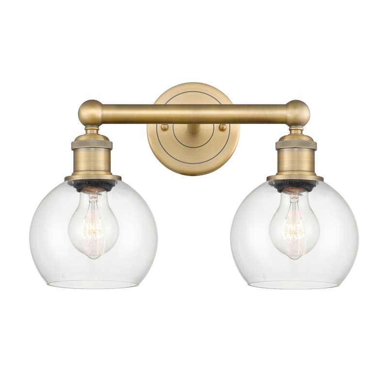 Innovations Lighting 616-2W-11-15 Athens Vanity Athens Deco Swirl 2 - Brushed Brass / Clear