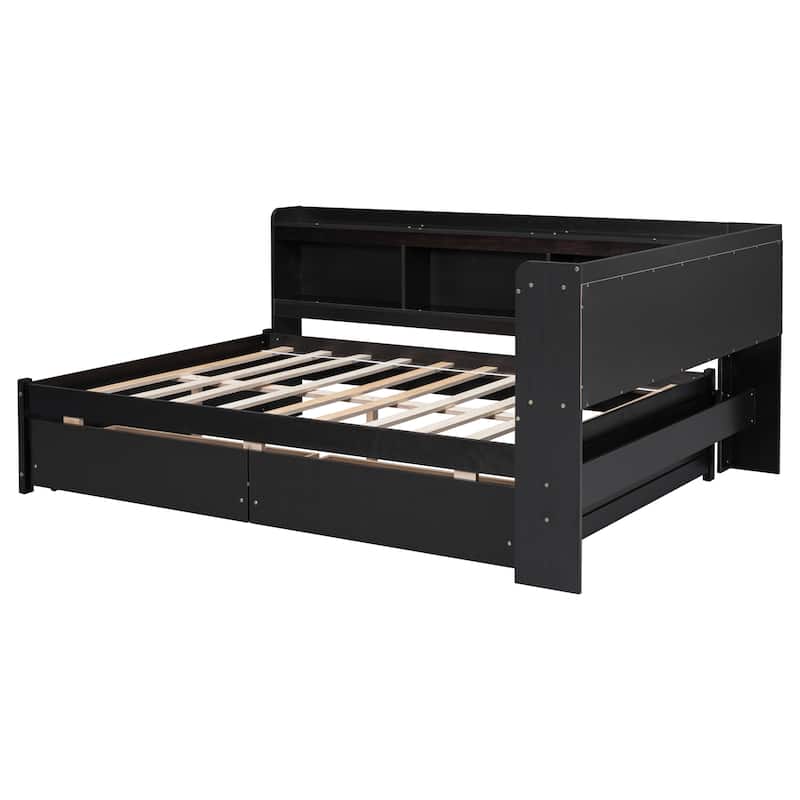 Full Bed with L-shaped Bookcases