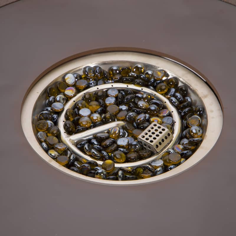 Walbrooke Modern Round Aluminum Frame Fire Pit Table with Powder-Coated Finish, CSA-Certified, and Tempered Glass - 29