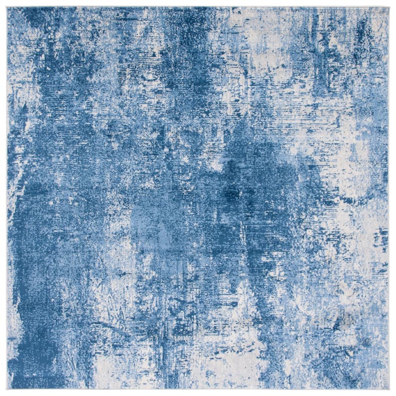 SAFAVIEH Jasper Tonia Modern & Contemporary Rug - 6'7" Square - Navy/Ivory