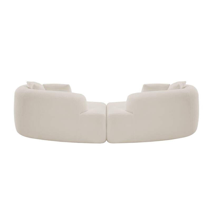 Roomfitters Curved Four Seater Sofa Teddy Velvet Fabric, Full Compression No-Assembly Couch for Small Spaces & Apartments
