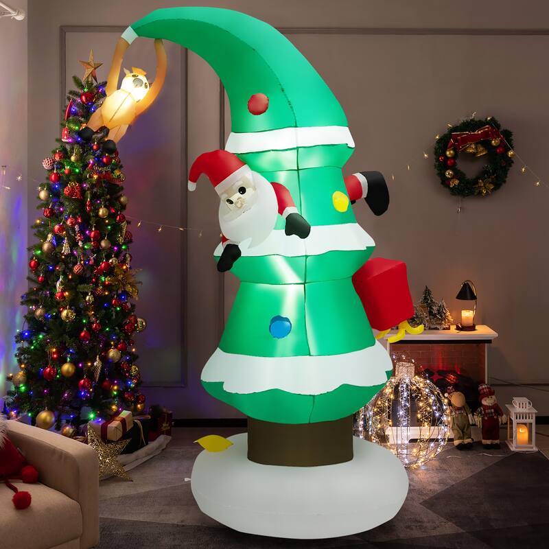 Costway 8FT Inflatable Christmas Tree with Santa Claus, Blowup Holiday - See Details