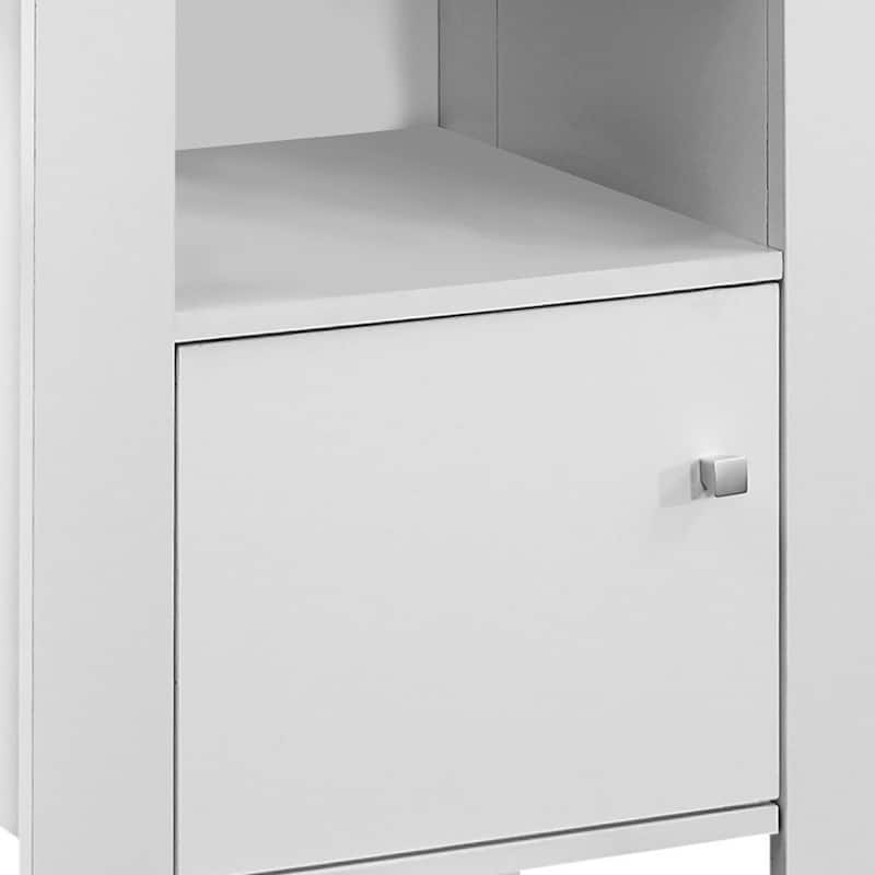 Contemporary 24" Wood Rectangular End Table with Shelf and Cabinet Modern Living Room Nightstand - 17.25"L x 14"W x 24.25"H