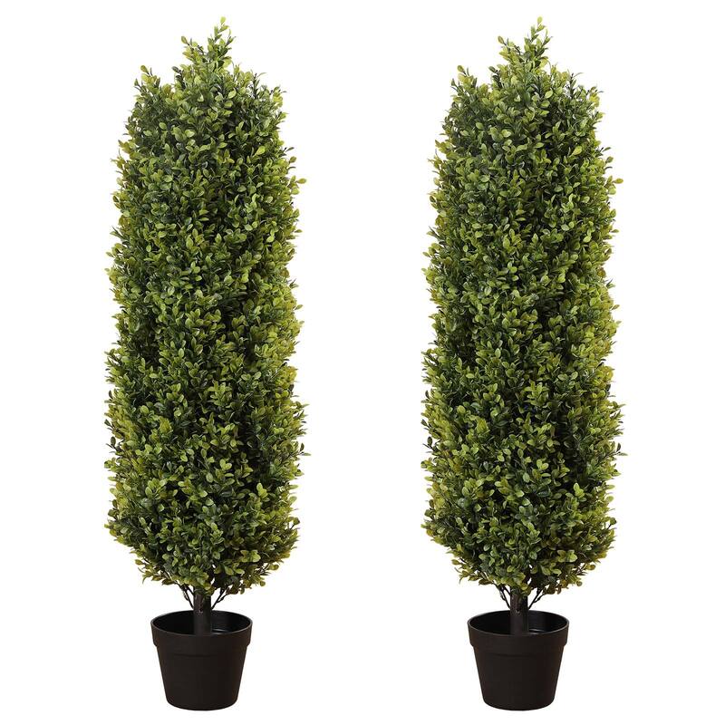 120cm Artificial Cypress Tree Straight Tapered Shape Green Faux Plant for Indoor and Outdoor Use 2pcs/set - Green
