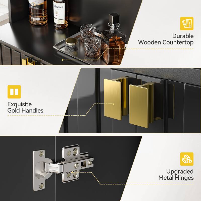 Pocassy Kitchen Pantry Cabinet 71" Hutch Cabinet with Countertop