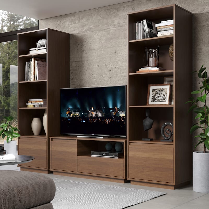 Lucas Mid Century Walnut Media Console TV Stand