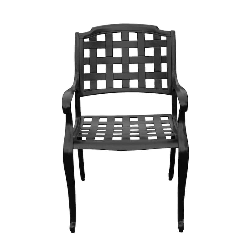 Modern Outdoor Mesh Lattice Aluminum 95-in Large Rectangular Patio Dining Set with Eight Arm Chairs - N/A