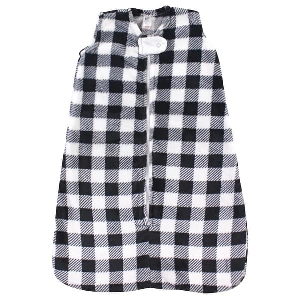 slide 1 of 1, Hudson Baby Infant Plush Sleeping Bag, Sack, Blanket, Black Plaid 0-6 Months - Black Plaid
