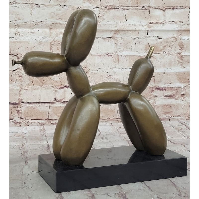 Balloon Imitative Dog Bronze Metal Sculpture Statue Decor Abstract Art On Marble Base