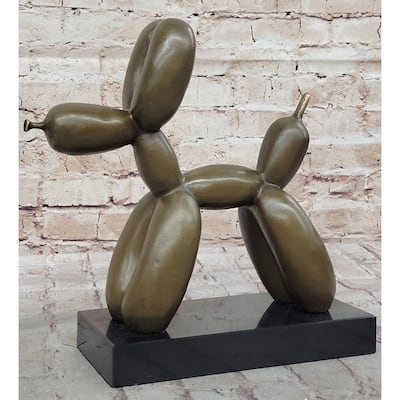 Balloon Imitative Dog Bronze Metal Sculpture Statue Decor Abstract Art On Marble Base