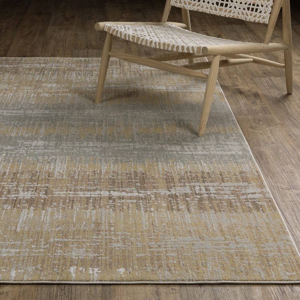 Melody Distressed Stripe Gold/ Brown Area Rug