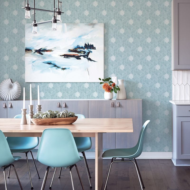 Scott Living Granada Aqua Geometric Wallpaper
