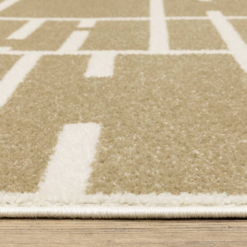 Quartz Geo Blocks and Line Beige/ Ivory Area Rug