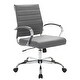 preview thumbnail 4 of 41, LeisureMod Benmar Mid-Back Swivel Leather Office Chair W/ Chrome Base Grey