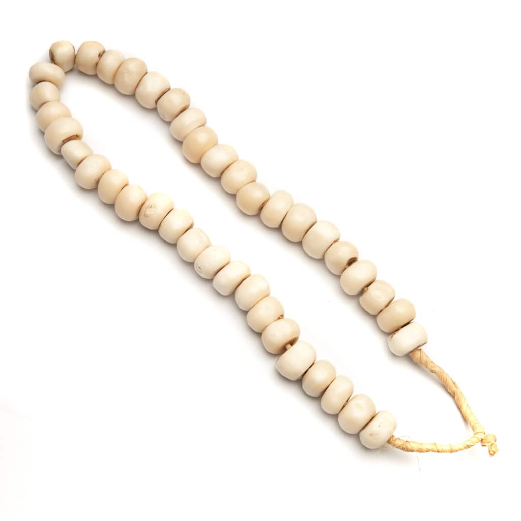 Artissance 13"L Cylindrical Cream Decorative African Bone Beads, Home Accent Art Décor