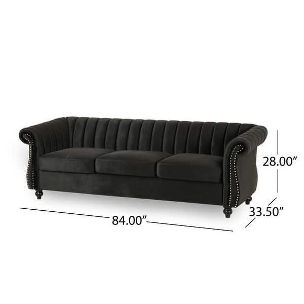 dimension image slide 1 of 2, Bowie Glam Velvet Sofa by Christopher Knight Home