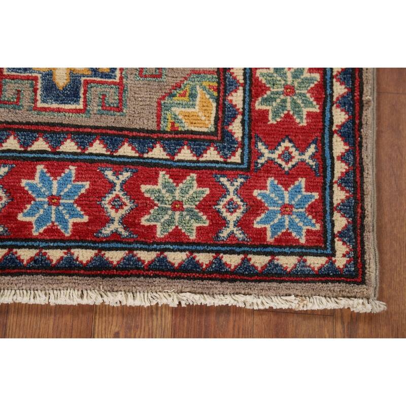 Hand Knotted Oriental 100% Wool Carpet Traditional Geometric Brown Kazak Area Rug - 3' 1'' X 2' 2''