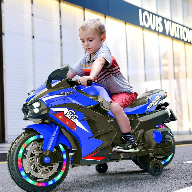 Kids Ride on Motorcycle, Kids Motorcycle for 3-6 Years,12V Electric Motorcycle with Light Wheel & Bluetooth Music