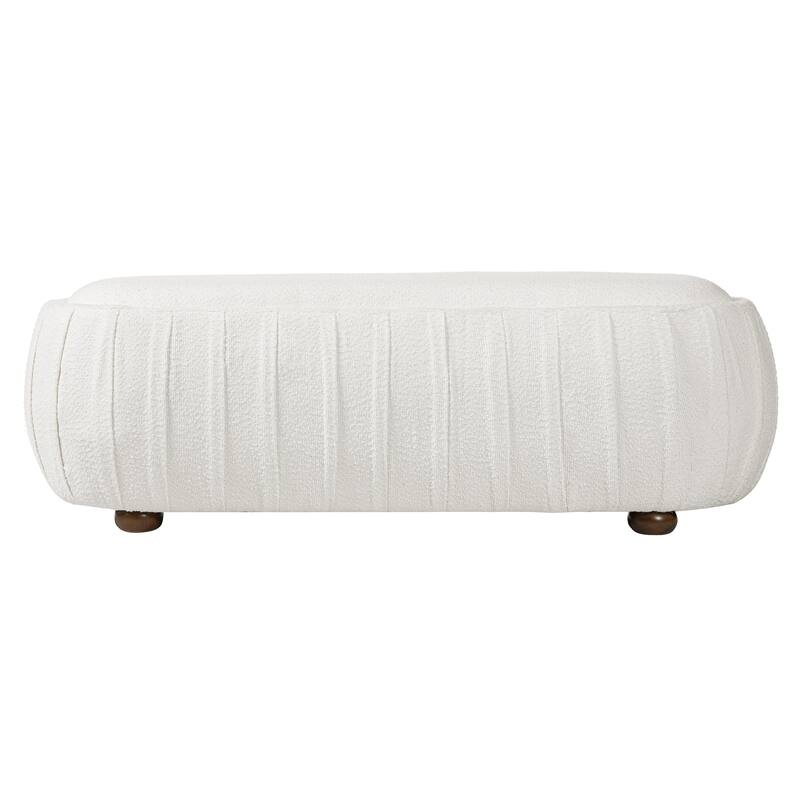 Christopher Knight Home - Curve Modern Upholstered Wooden Ottoman with Oval Design
